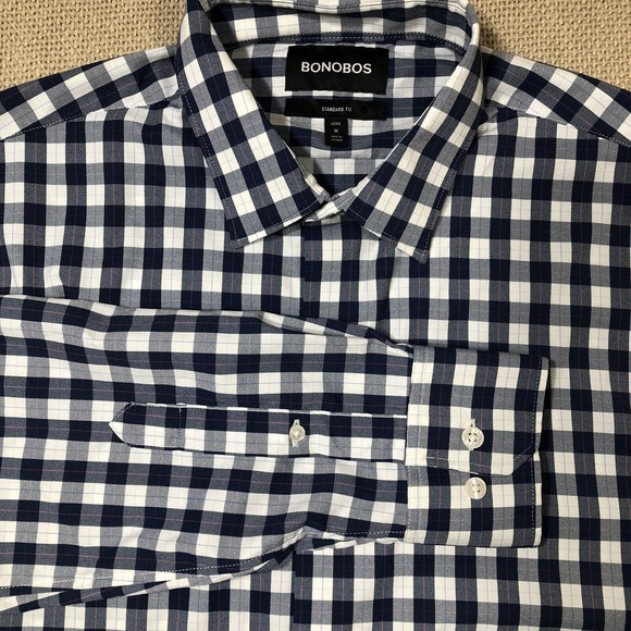 Bonobos Other - Bonobos Shirt Men M Tall Blue Checked Nylon blend Lightweight Casual stretch